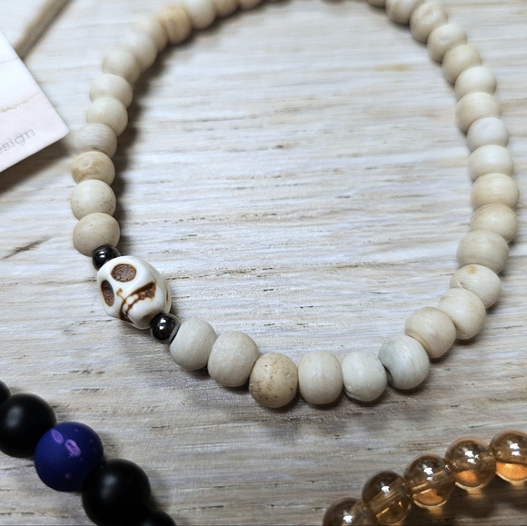 Terra Moda - Trio of Beaded Bracelets in Muted Autumn colors, Size Large (9.5") - Picture 2 of 6